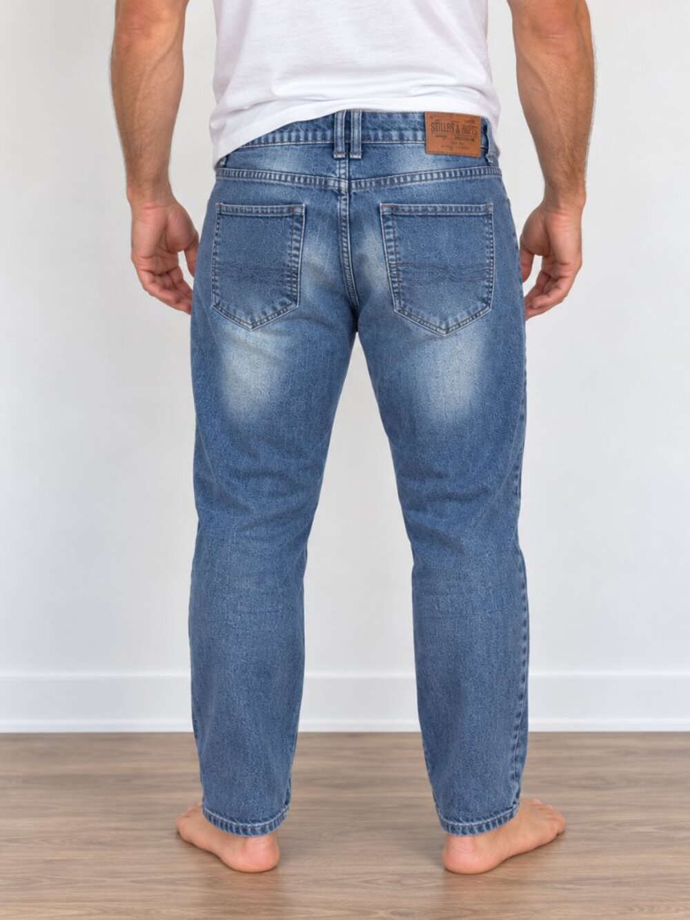 stitches & rivets jeans mens 34x28 blue stretch denim straight leg casual preppy